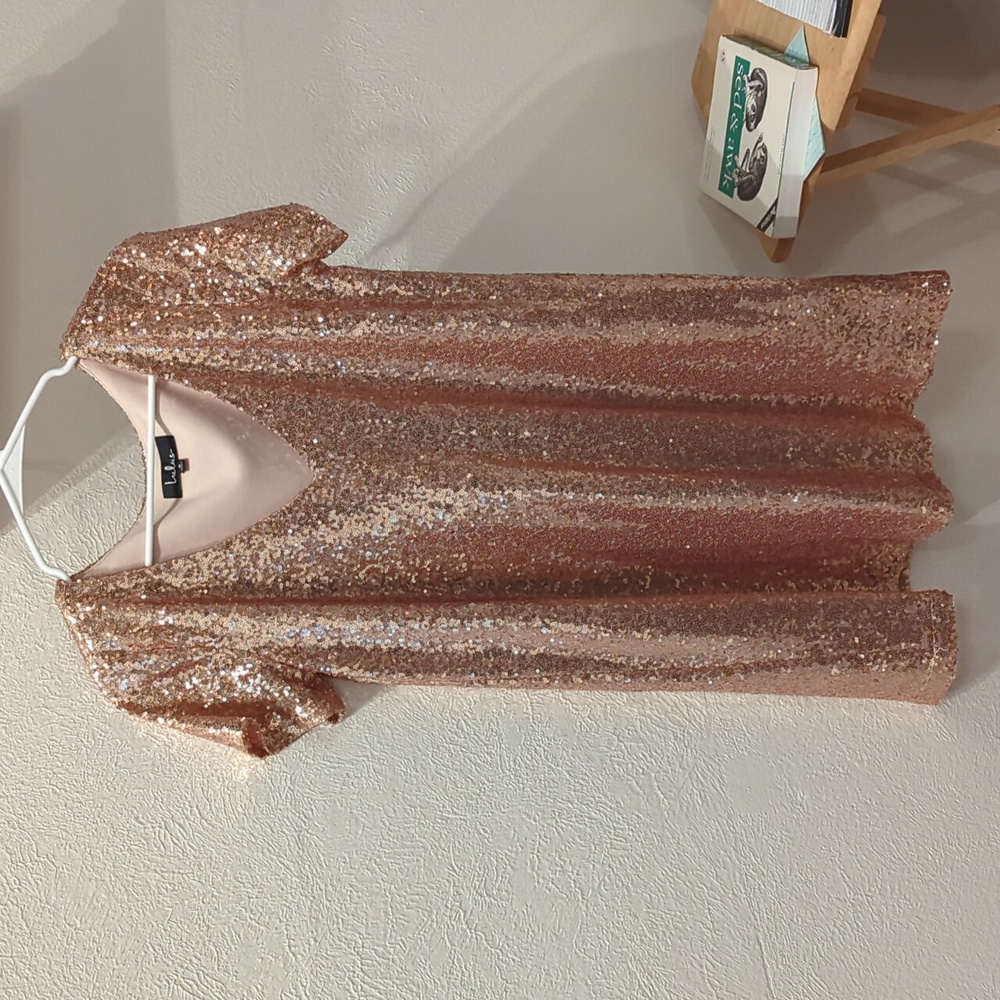 Lulus Gold Sequin Shift Dress